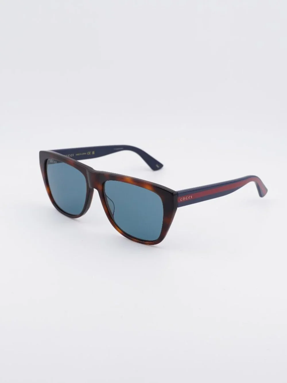 Gucci GG0926S 001 Sunglasses Havana Square Frame, Blue Lenses